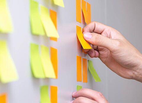 Agile Board mit Sticky Notes für Agiles Arbeiten