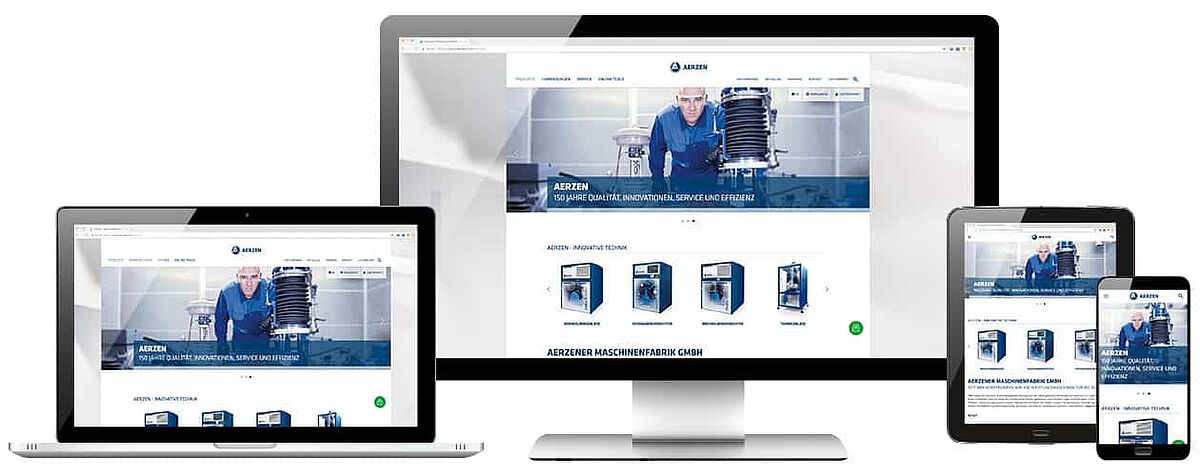 AERZEN responsive: 4 verschiedene Endgeräte