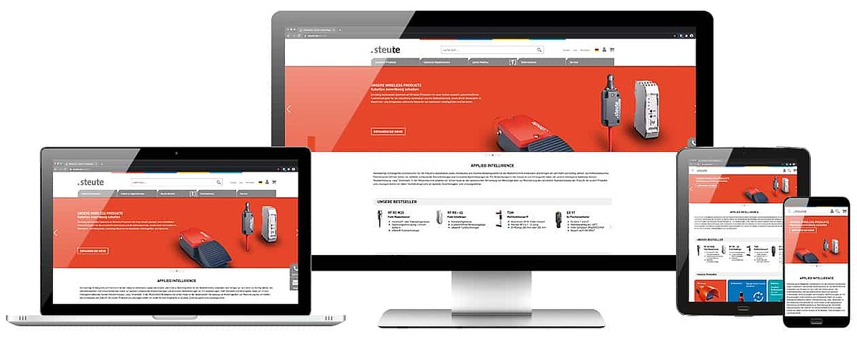 Responsive Webdesign: Abbildung der Website auf 4 verschiedenen Endgeräten