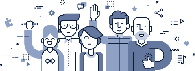 Abbildung eines Teams mit 5 Personen