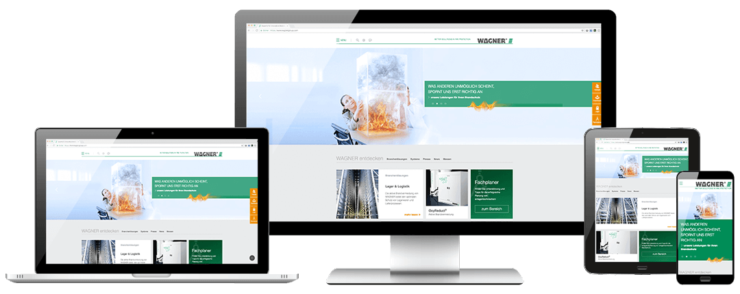 Wagner Referenz Responsive-Abbildung auf 4 Endgeräten